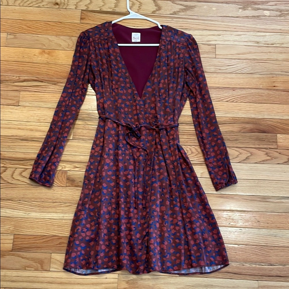 Soi Paris Burgundy Print Wrap Dress